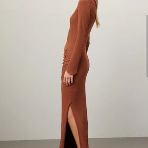 Chic Long Sleeve Brown Dress
